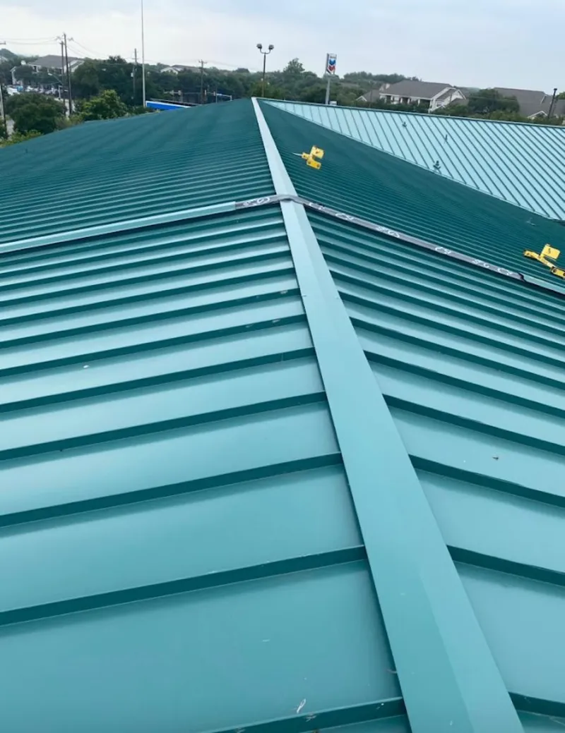 Green commercial metal roof ridge and valley for Metal Roof Repair in Braselton